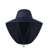 1x Neck Flap Cap Unisex Outdoor Sport Fishing Hat Sun Protection Wide Brim Cover - Navy