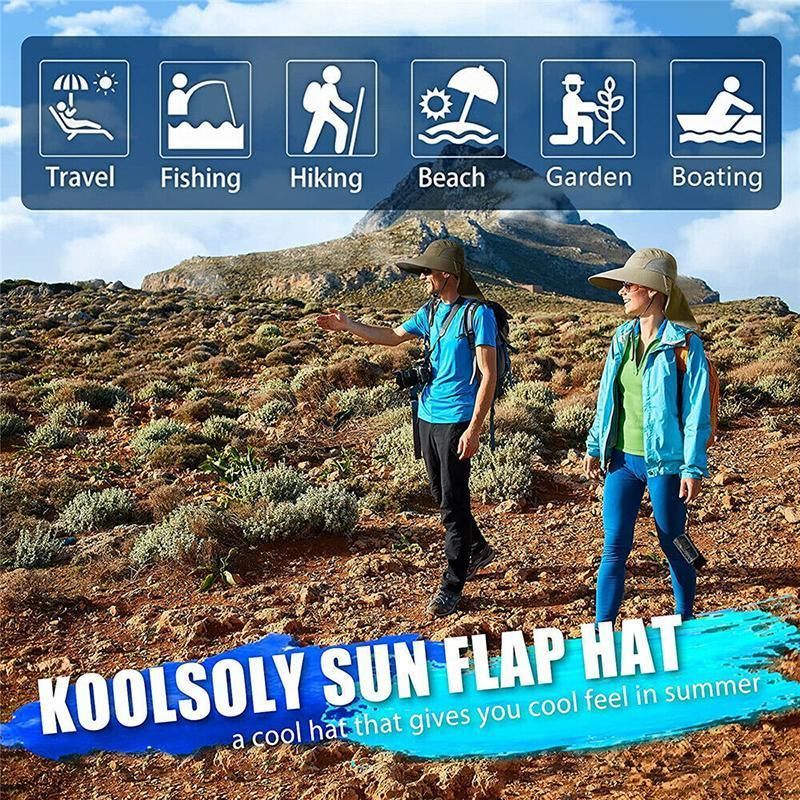 1x Neck Flap Cap Unisex Outdoor Sport Fishing Hat Sun Protection Wide Brim Cover - Navy