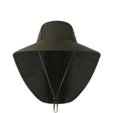 1x Neck Flap Cap Unisex Outdoor Sport Fishing Hat Sun Protection Wide Brim Cover - Khaki