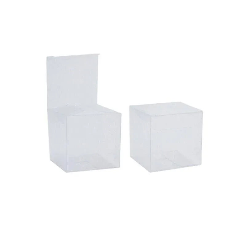50 PVC Clear Transparent Macaron Square Cube Boxes For Wedding Favour Gift Candy - 50*50*50MM