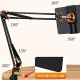Clamp Long Arm Tablet Phone Holder Adjustable Mount for Bed Desk Use - Low Angle