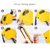 Tag Gun Labeller Kit With 6 Rolls Labels And 5 Inks Roller - Yellow - 45-Degree Angle