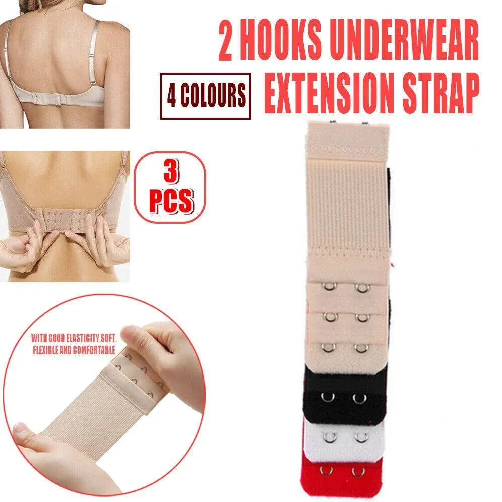 2 Hooks Underwear Extension Bra Buckle Bra Extender Hook Brassiere Strap - Red