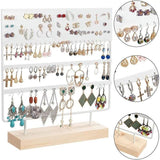 Earring Stand Display Rack 3-Tier Ear Stud Holder Jewelry Organizer 144 Holes - Black - Close-Up Angle