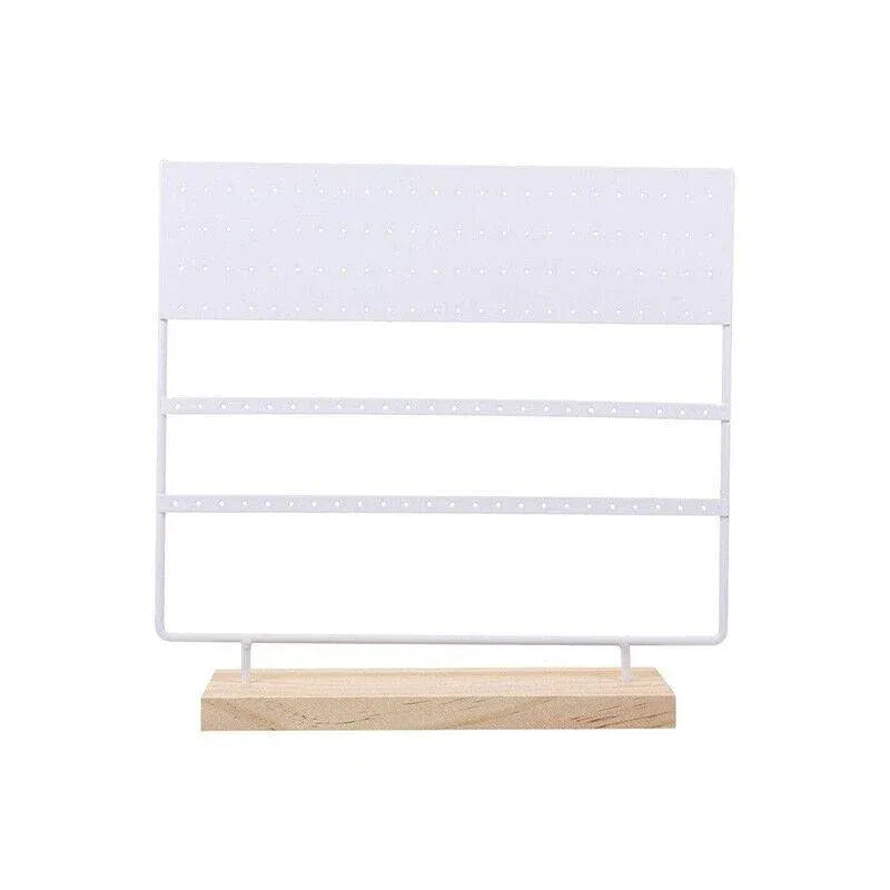 Earring Stand Display Rack 3-Tier Ear Stud Holder Jewelry Organizer 144 Holes - White