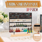 Earring Stand Display Rack 3-Tier Ear Stud Holder Jewelry Organizer 144 Holes - White - Front View
