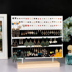 Earring Stand Display Rack 3-Tier Ear Stud Holder Jewelry Organizer 144 Holes - White