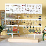 Earring Stand Display Rack 3-Tier Ear Stud Holder Jewelry Organizer 144 Holes - White - 45-Degree Angle