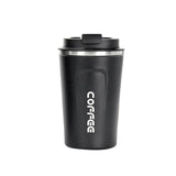 Insulated Coffee Mug Vacuum Travel Cup Thermal Stainless Steel Flask Reusable 380ML - Black