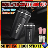 Insulated Coffee Mug Vacuum Travel Cup Thermal Stainless Steel Flask Reusable 380ML - Black - Extra Image
