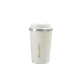 Insulated Coffee Mug Vacuum Travel Cup Thermal Stainless Steel Flask Reusable 380ML - White