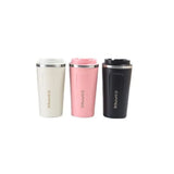 Insulated Coffee Mug Vacuum Travel Cup Thermal Stainless Steel Flask Reusable 380ML - White - Side View