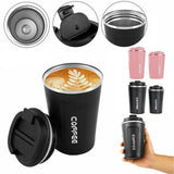 Insulated Coffee Mug Vacuum Travel Cup Thermal Stainless Steel Flask Reusable 380ML - White - Extra Image