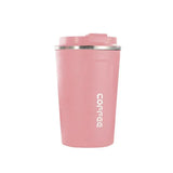 Insulated Coffee Mug Vacuum Travel Cup Thermal Stainless Steel Flask Reusable 380ML - Pink