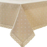 Floral Tablecloth with Lace Edge Cotton Linen Cover for Dining Table Square Rectangle - 140*180CM