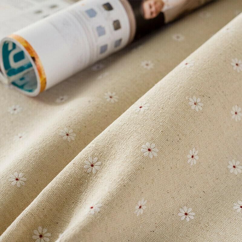 Floral Tablecloth with Lace Edge Cotton Linen Cover for Dining Table Square Rectangle - 140*180CM