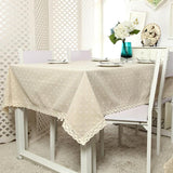 Floral Tablecloth with Lace Edge Cotton Linen Cover for Dining Table Square Rectangle - 140*180CM