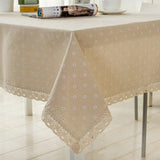 Floral Tablecloth with Lace Edge Cotton Linen Cover for Dining Table Square Rectangle - 140*200CM - Rear View