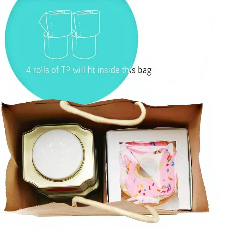 50X Kraft Paper Bags Gift Shopping Carry Craft Brown Bag With Handles - S-15cmx21cmx8cm