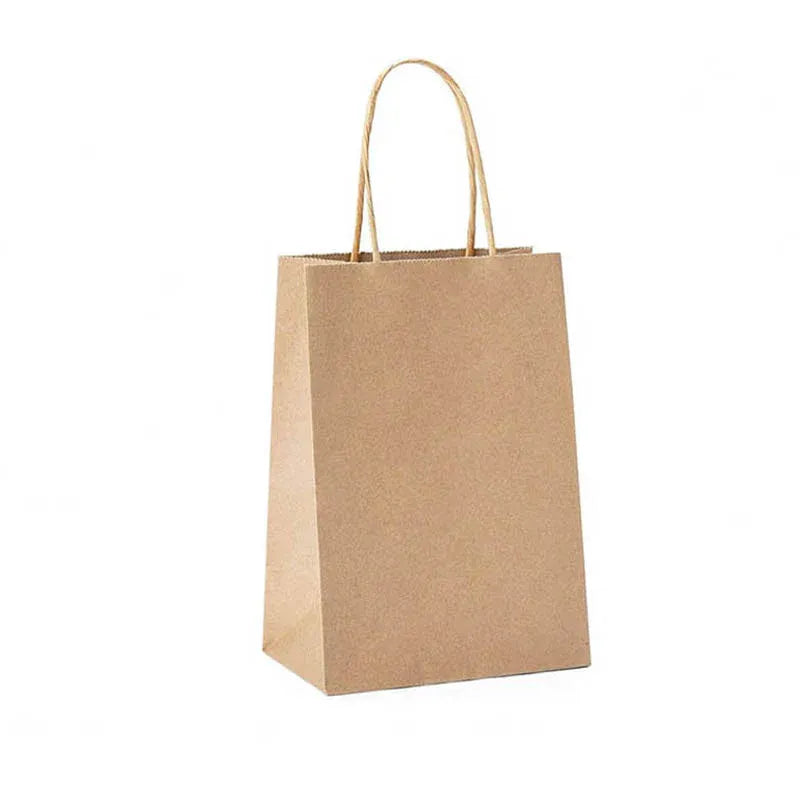 50X Kraft Paper Bags Gift Shopping Carry Craft Brown Bag With Handles - L-25.4cmx33cmx12.7cm