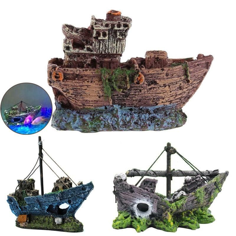 Aquarium Fish Tank Boat Ornament Pirate Ships Resin Landscape Underwater Decor - BB Boat
