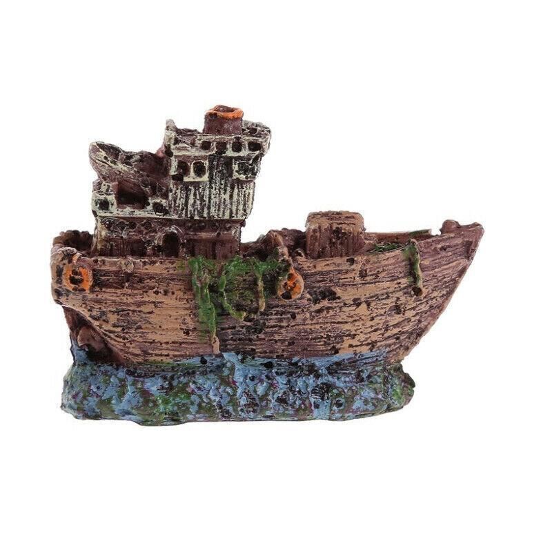 Aquarium Fish Tank Boat Ornament Pirate Ships Resin Landscape Underwater Decor - BB Boat