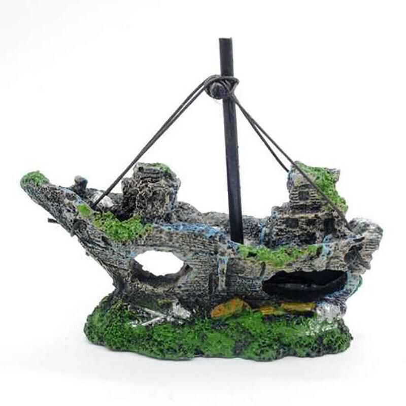 Aquarium Fish Tank Boat Ornament Pirate Ships Resin Landscape Underwater Decor - BB Boat