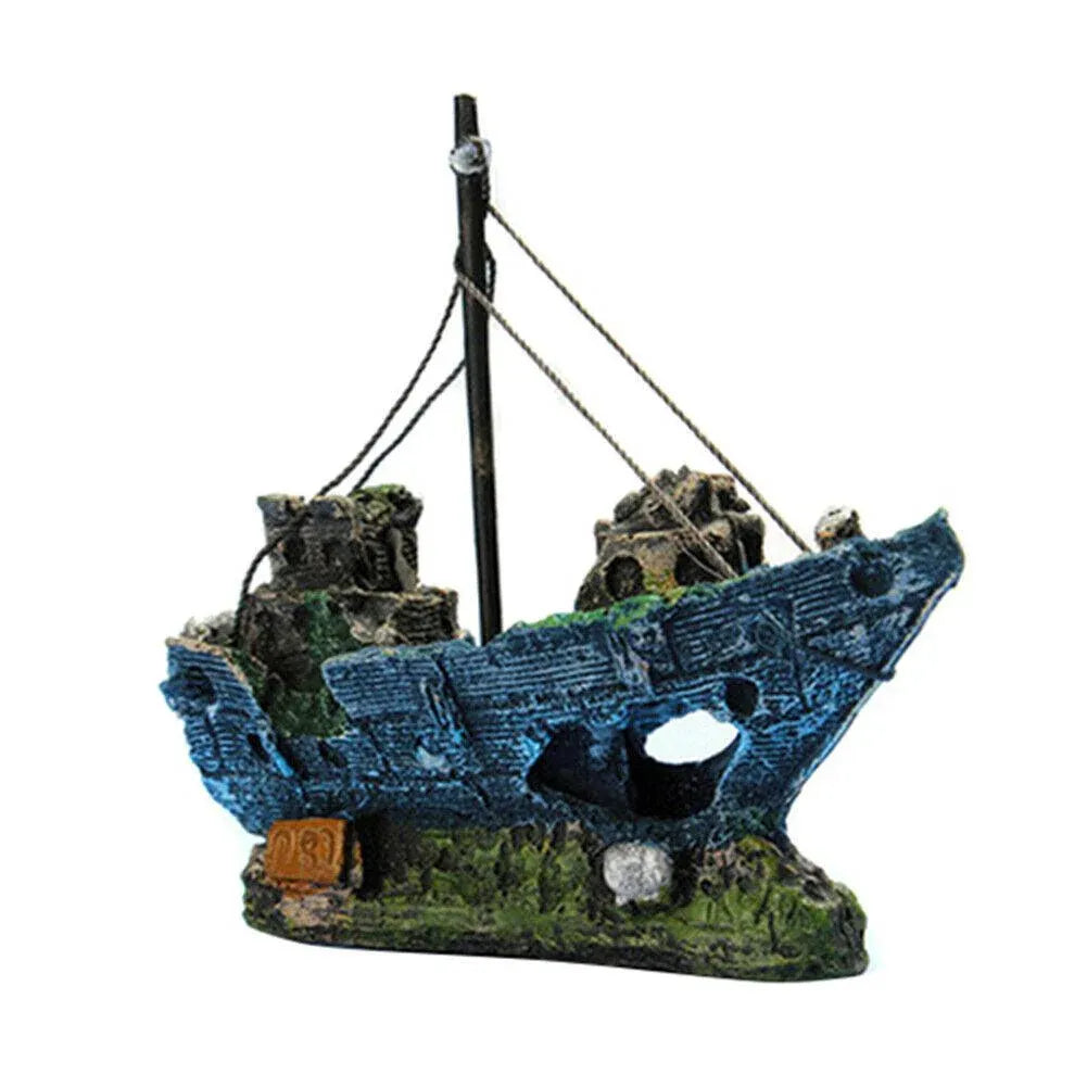 Aquarium Fish Tank Boat Ornament Pirate Ships Resin Landscape Underwater Decor - BB Boat