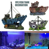 Aquarium Fish Tank Boat Ornament Pirate Ships Resin Landscape Underwater Decor - A080 Ship
