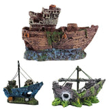 Aquarium Fish Tank Boat Ornament Pirate Ships Resin Landscape Underwater Decor - A080 Ship