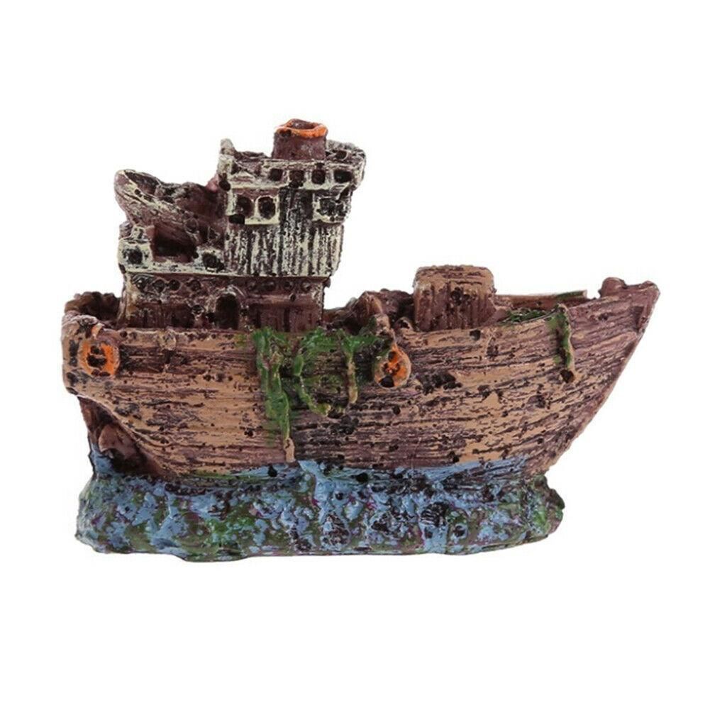 Aquarium Fish Tank Boat Ornament Pirate Ships Resin Landscape Underwater Decor - A080 Ship