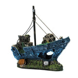 Aquarium Fish Tank Boat Ornament Pirate Ships Resin Landscape Underwater Decor - A080 Ship - Close-Up Angle
