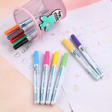 Flysea 12 Colours Writing Drawing Double Line Outline Pen Highlighter Marker Au - 12 Colours Set - Side View