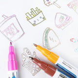 Flysea 12 Colours Writing Drawing Double Line Outline Pen Highlighter Marker Au - 12 Colours Set