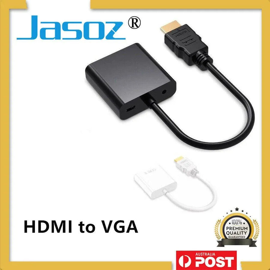 Jasoz 1080P Hdmi Male To Vga Female Video Adapter Cable Converter Chipset - White