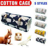 Pet Tunnel Hammock Linen Plush Cotton Cage Hanging Guinea Pig Hamster Warm Sleep - Yellow Duck - Front View