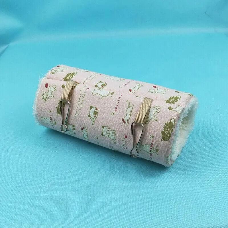 Pet Tunnel Hammock Linen Plush Cotton Cage Hanging Guinea Pig Hamster Warm Sleep - Yellow Duck