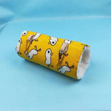 Pet Tunnel Hammock Linen Plush Cotton Cage Hanging Guinea Pig Hamster Warm Sleep - Yellow Duck - Close-Up Angle