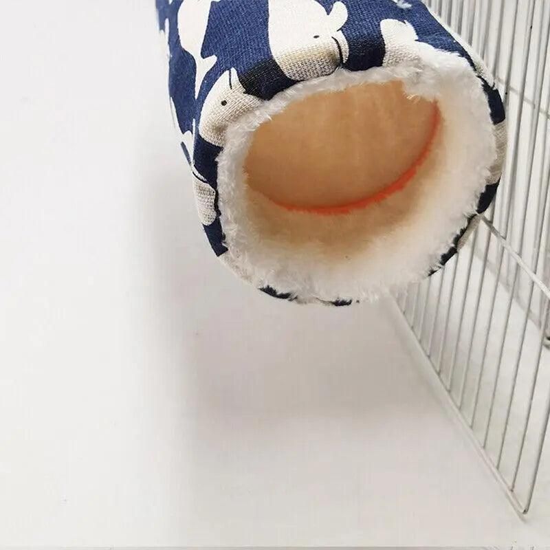 Pet Tunnel Hammock Linen Plush Cotton Cage Hanging Guinea Pig Hamster Warm Sleep - Yellow Duck
