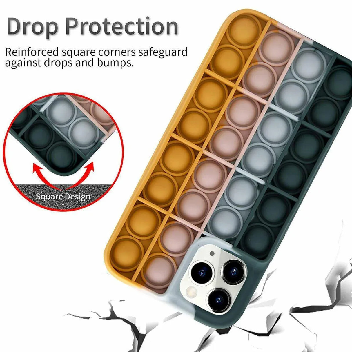 Rainbow Pop Fidget Toys Push It Bubble Phone Case For iPhone 7 8 Plus X XR 11 12 Pro Max - iPhone 13ProMAX