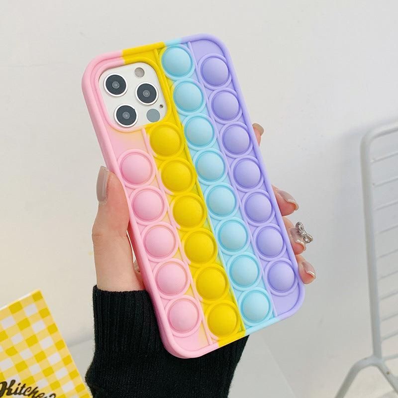 Rainbow Pop Fidget Toys Push It Bubble Phone Case For iPhone 7 8 Plus X XR 11 12 Pro Max - iPhone 7Plus/8Plus