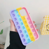 Rainbow Pop Fidget Toys Push It Bubble Phone Case For iPhone 7 8 Plus X XR 11 12 Pro Max - iPhone 11 - Close-Up Angle