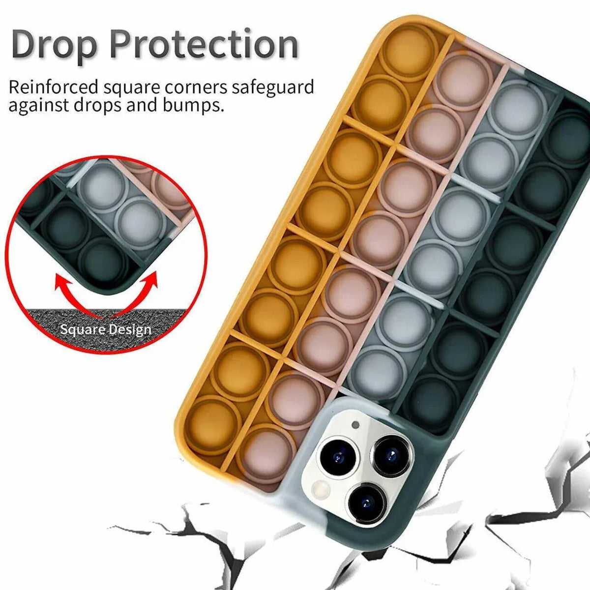 Rainbow Pop Fidget Toys Push It Bubble Phone Case For iPhone 7 8 Plus X XR 11 12 Pro Max - iPhone 12