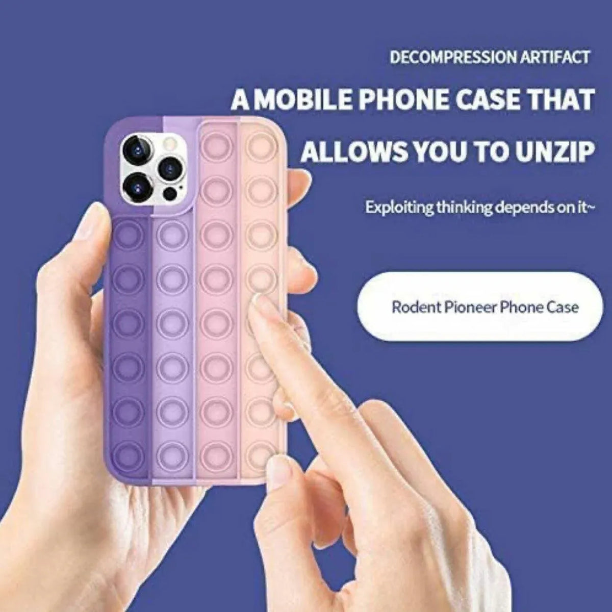 Blue-White Pop Fidget Toys Push It Bubble Phone Case For Iphone - iPhone X/XS