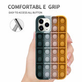 Blue-White Pop Fidget Toys Push It Bubble Phone Case For Iphone - iPhone 11Pro - Top-Down View