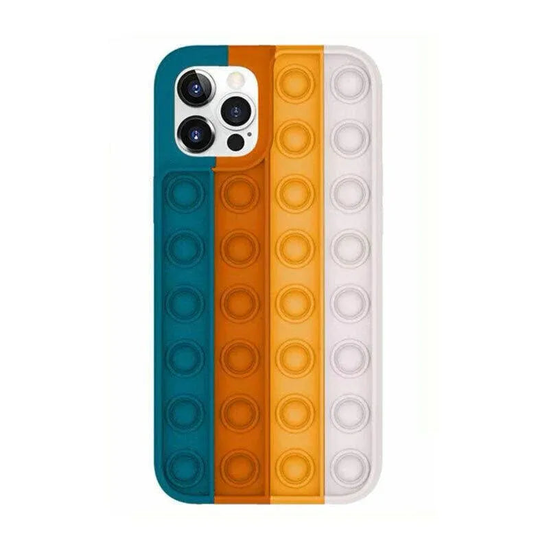 Blue-White Pop Fidget Toys Push It Bubble Phone Case For Iphone - iPhone 12ProMAX