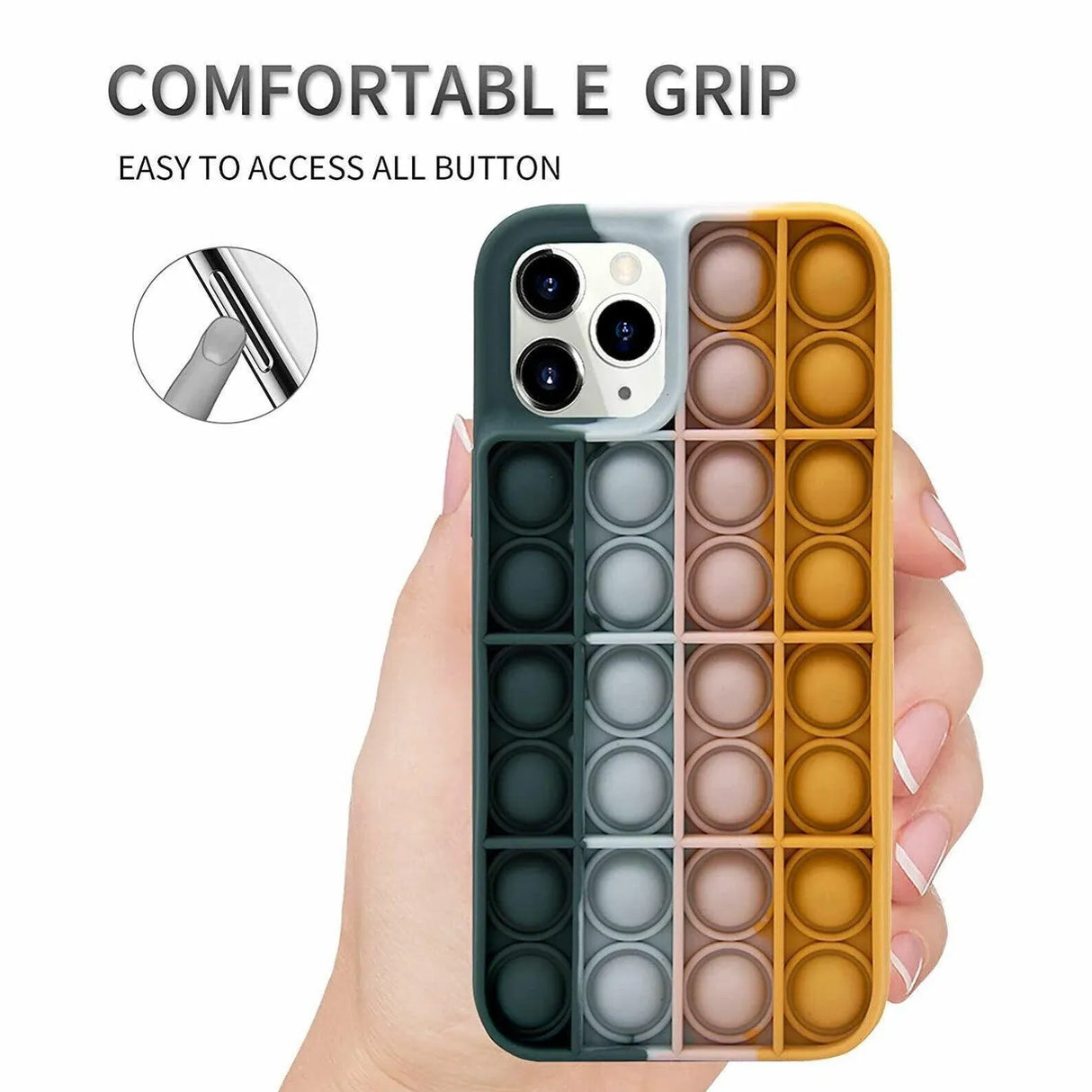 Blue-White Pop Fidget Toys Push It Bubble Phone Case For Iphone - iPhone 12ProMAX
