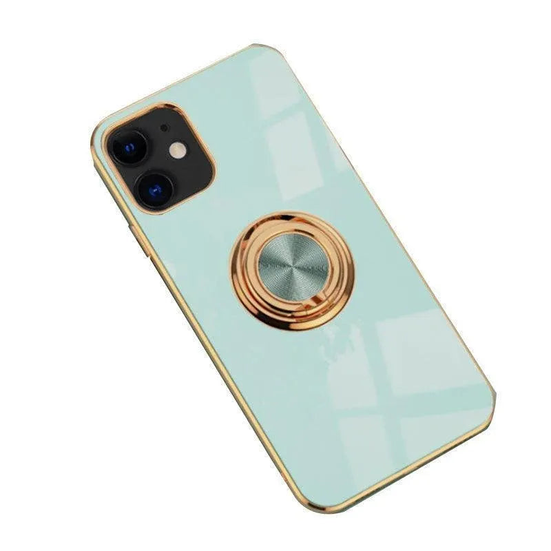 Light Cyan Luxury Shockproof Silicone Ring Case Stand Cover for iPhone 14 13 12 Pro Max - iPhone 14 Pro Max