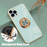 Light Cyan Luxury Shockproof Silicone Ring Case Stand Cover for iPhone 14 13 12 Pro Max - iPhone 7/8/SE2