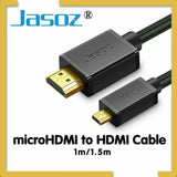 Micro HDMI to HDMI Cable Type D Male Jasoz Gold Plated Full HD 1080P Digital - 1 m - Front View